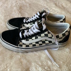 Black and White Checkered Vans- Size 9